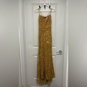 Fashion Nova Gold Sequin Maxi Dress